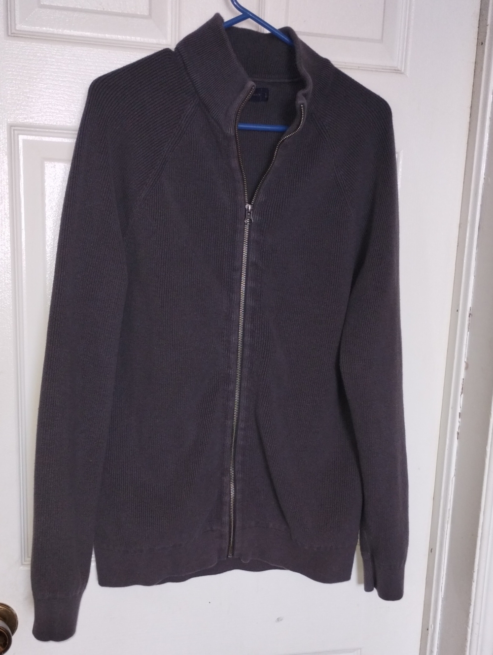 Denver Hayes Men's Full-Zip Mock Neck Sweater - Gray